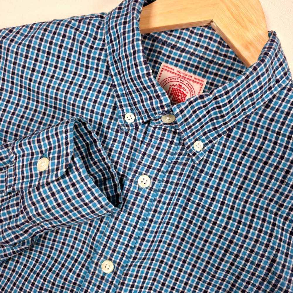 J Press Gingham‎ Button Down Shirt Mens M Blue Check Long Sleeve Trunk Club